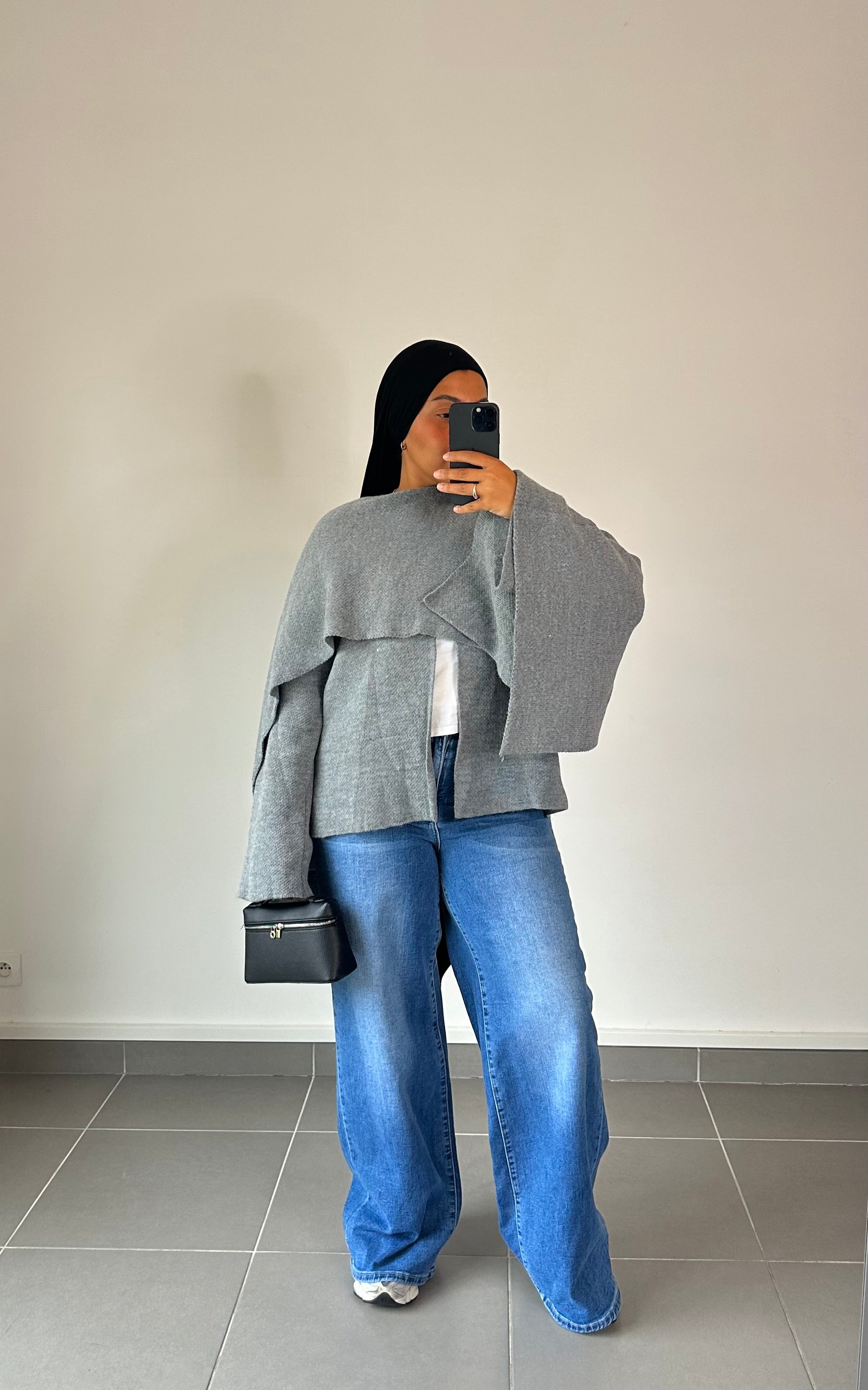 Cardigan écharpe gris