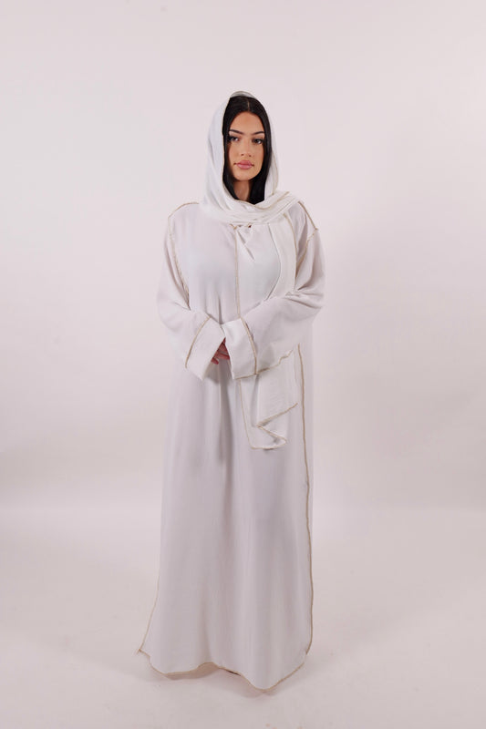 Abaya celya voile intégré blanc