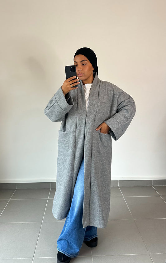 Manteau long luna gris