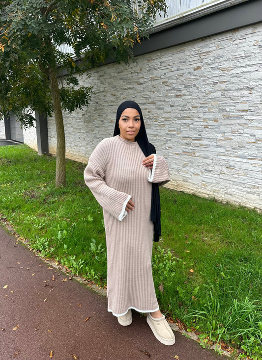 Robe maya taupe et blanc