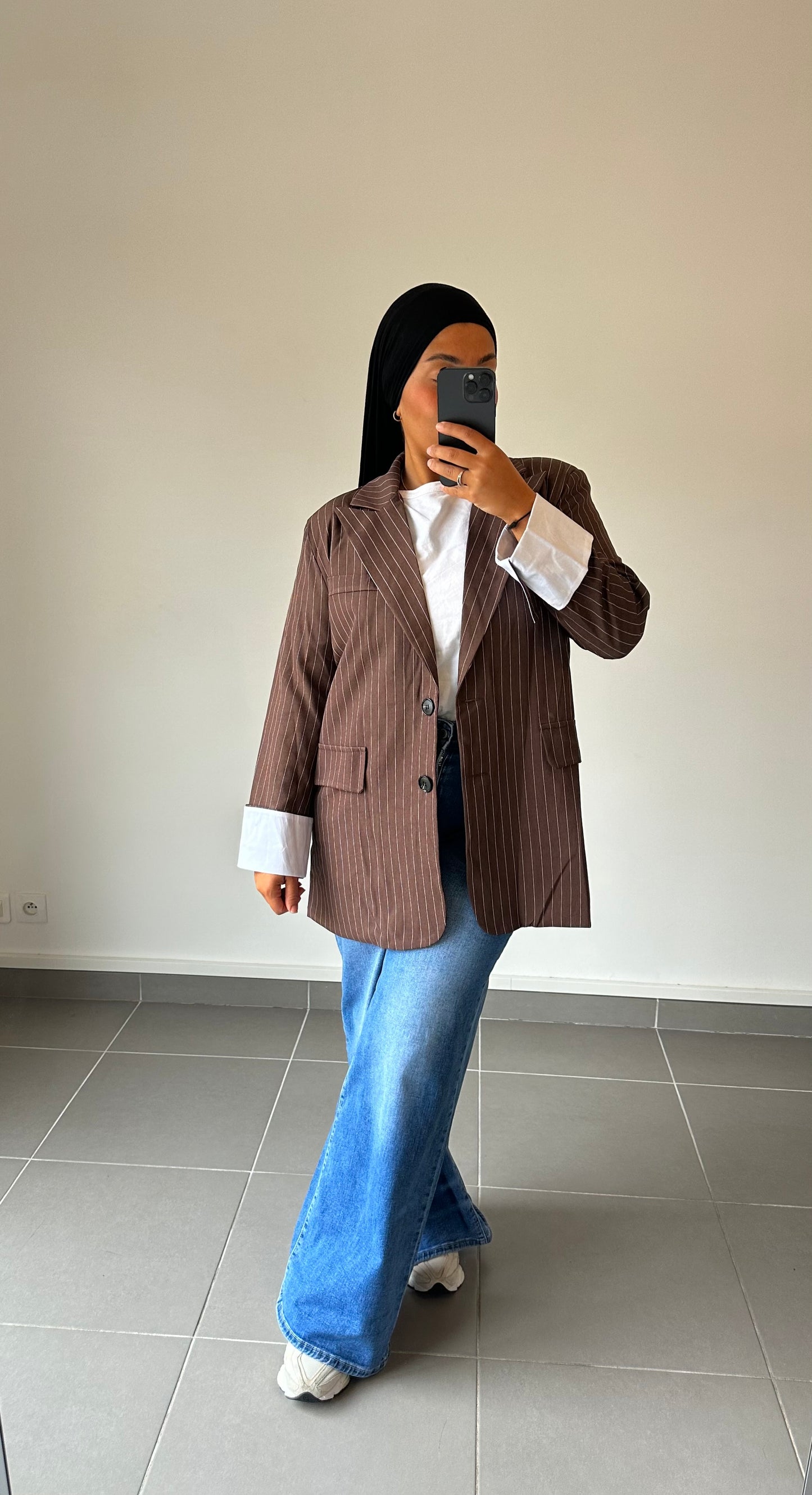 Blazer rayé oversize choco