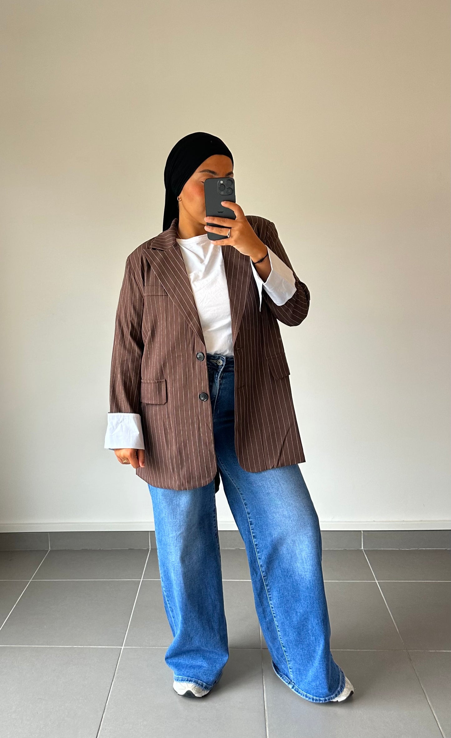 Blazer rayé oversize choco