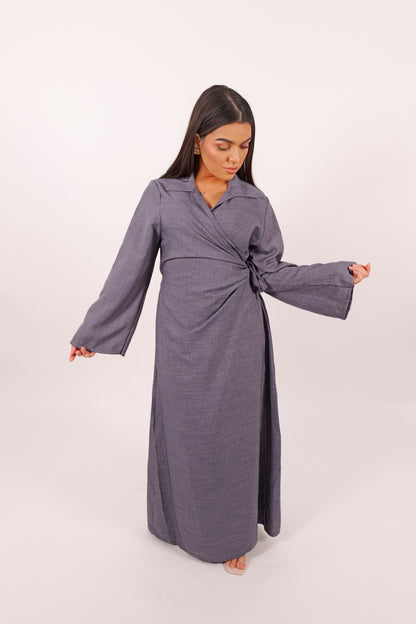 Robe kimono lin gris