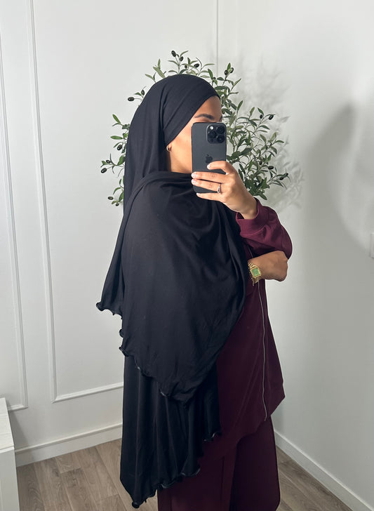 Hijab frisé jersey noir