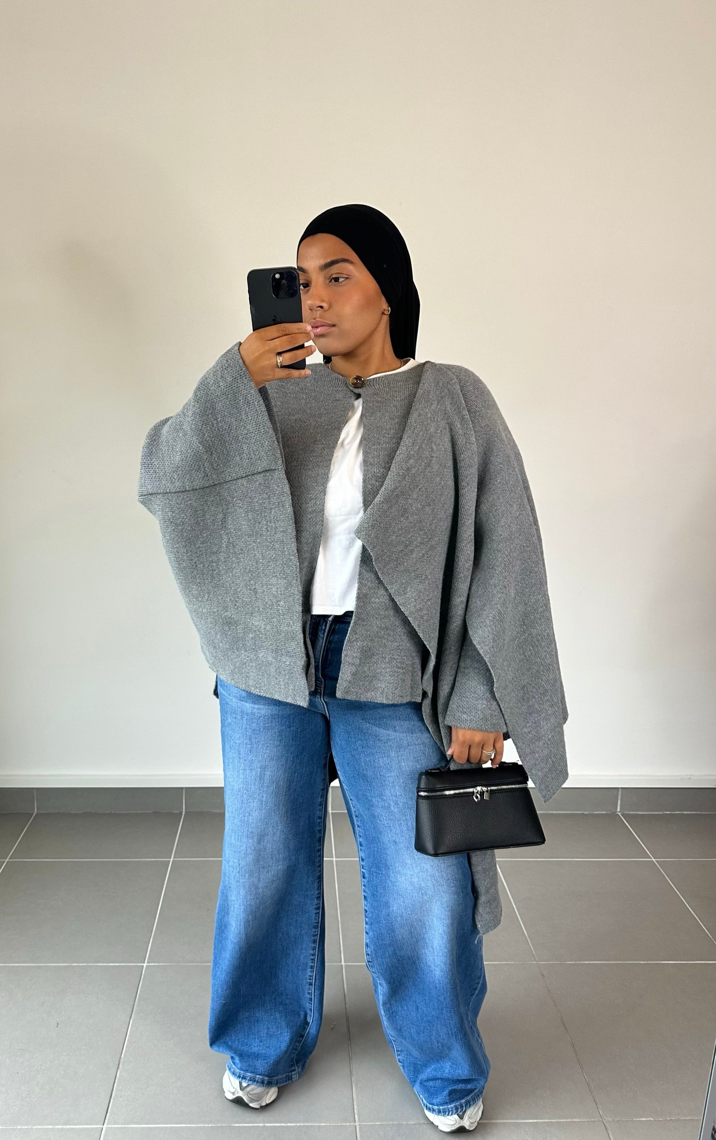 Cardigan écharpe gris