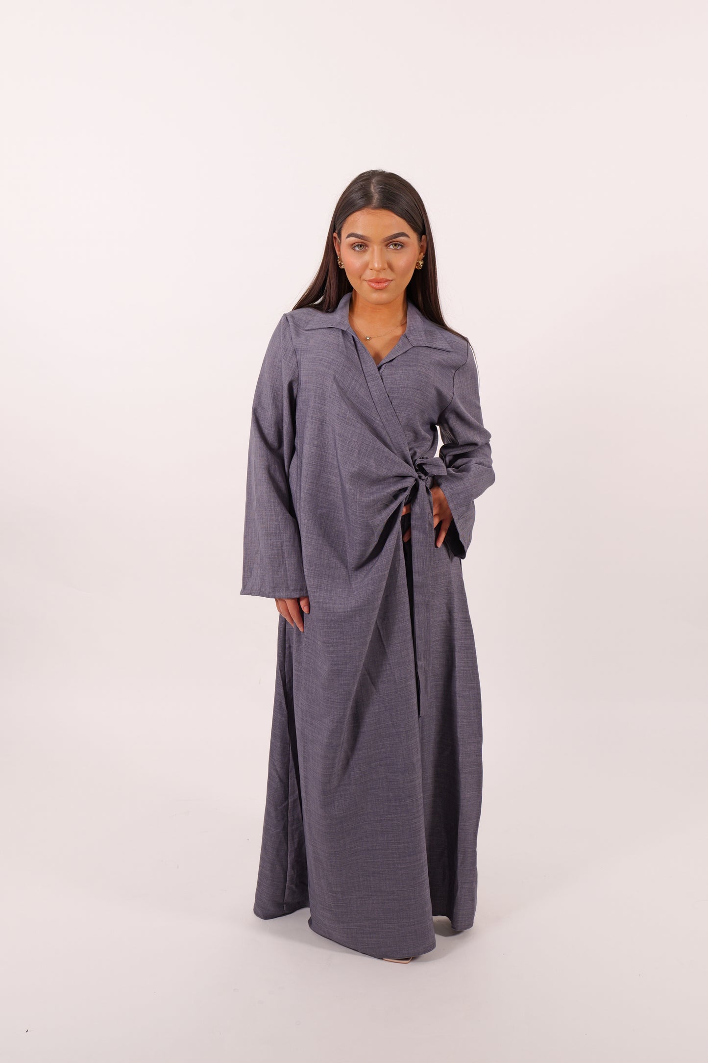 Robe kimono lin gris