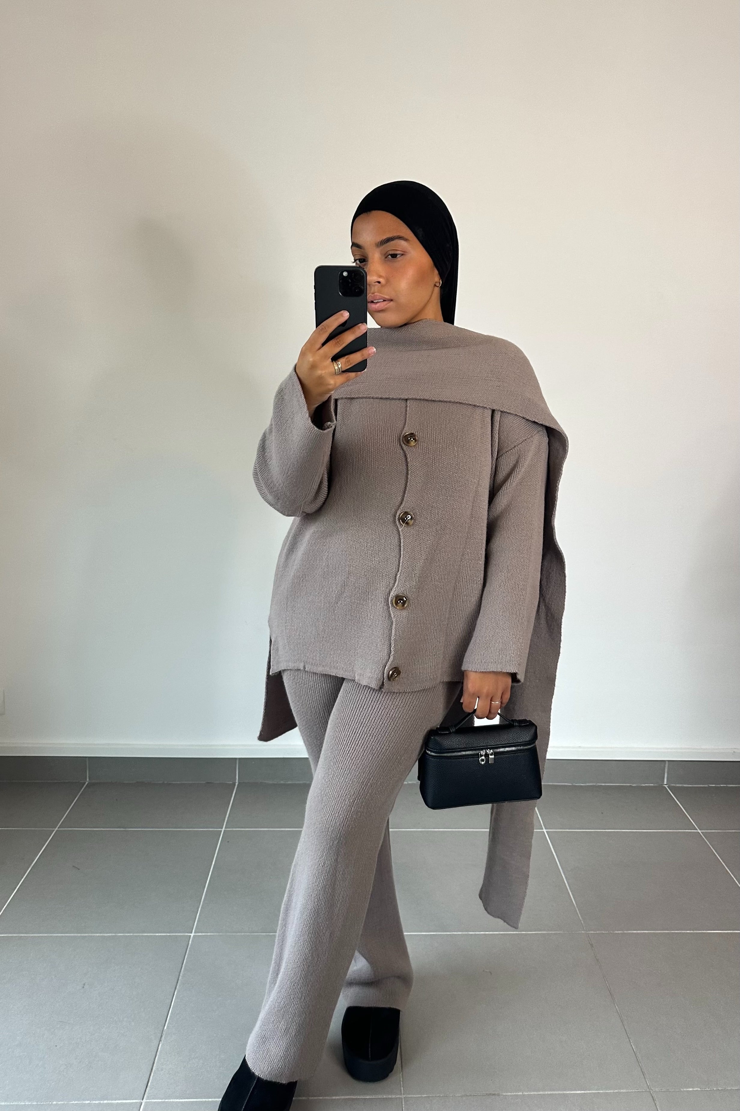 Ensemble écharpe taupe