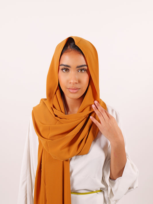 Hijab soie de medine abricot