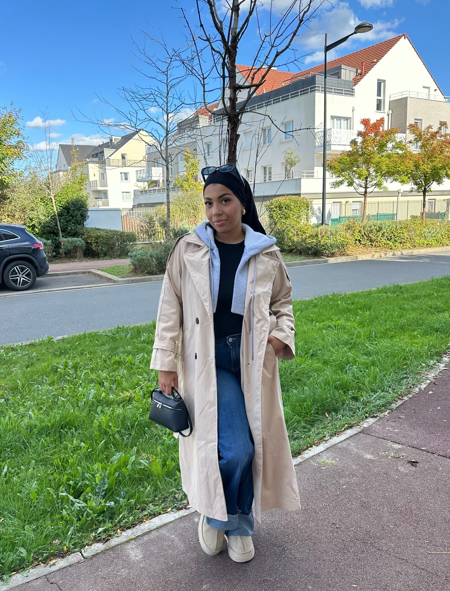 Trench capuche beige