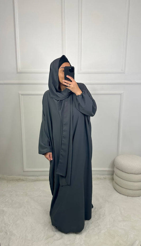 Abaya voile intégré gris